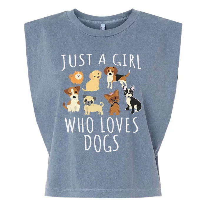 Just A Girl Who Loves Dogs Funny Puppy Garment-Dyed Women's Muscle Tee