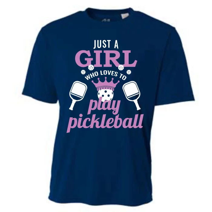 Just A Girl Who Loves To Play Pickleball Funny Pickleball Cooling Performance Crew T-Shirt