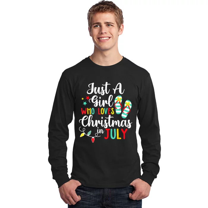 Just A Girll Who Loves Christmas In Jully Summer Beach Women Long Sleeve Shirt