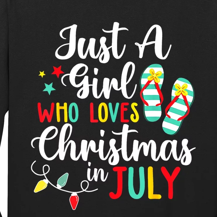 Just A Girll Who Loves Christmas In Jully Summer Beach Women Long Sleeve Shirt