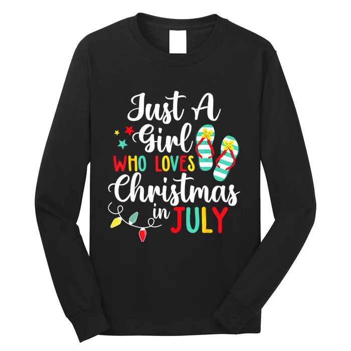 Just A Girll Who Loves Christmas In Jully Summer Beach Women Long Sleeve Shirt