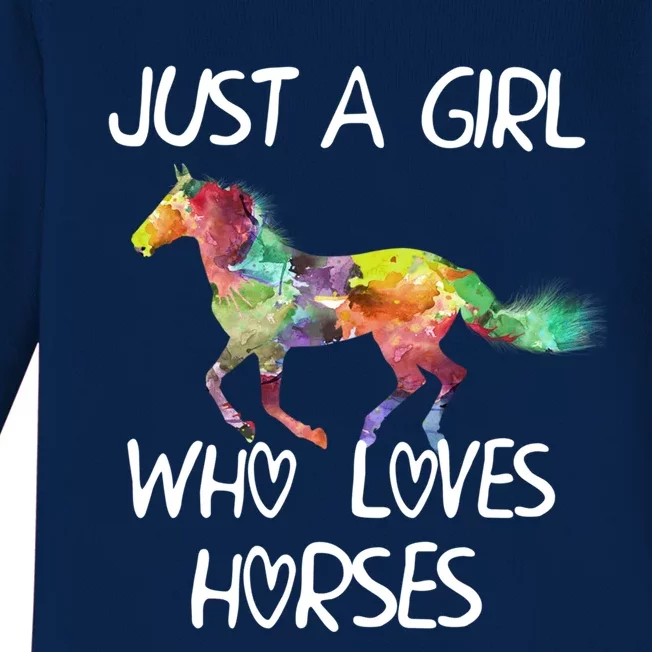 Just A Girl Who Loves Horses Cute Design Beautiful Horse Gift Baby Long Sleeve Bodysuit