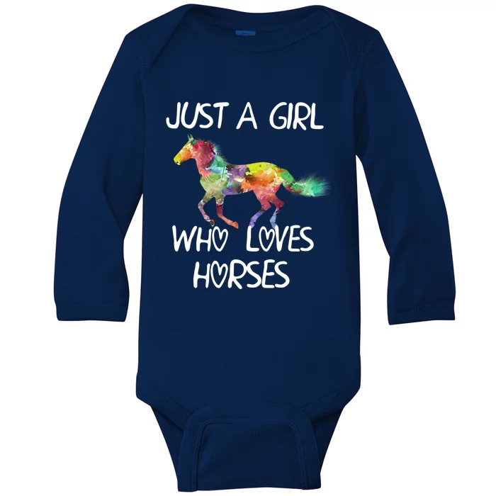 Just A Girl Who Loves Horses Cute Design Beautiful Horse Gift Baby Long Sleeve Bodysuit