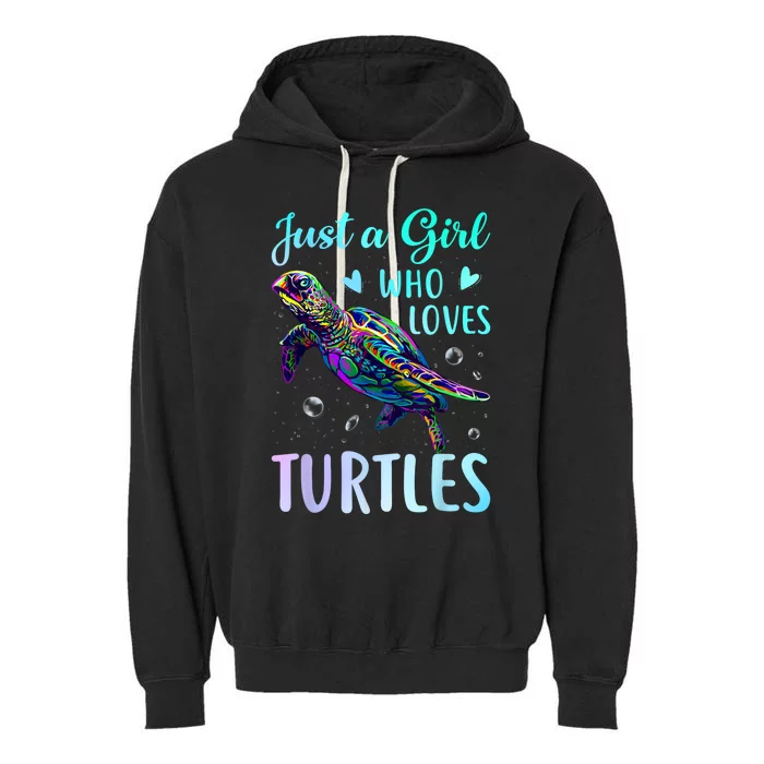 Just A Girl Who Loves Turtles Pastel Watercolor Turtle Gift Garment-Dyed Fleece Hoodie