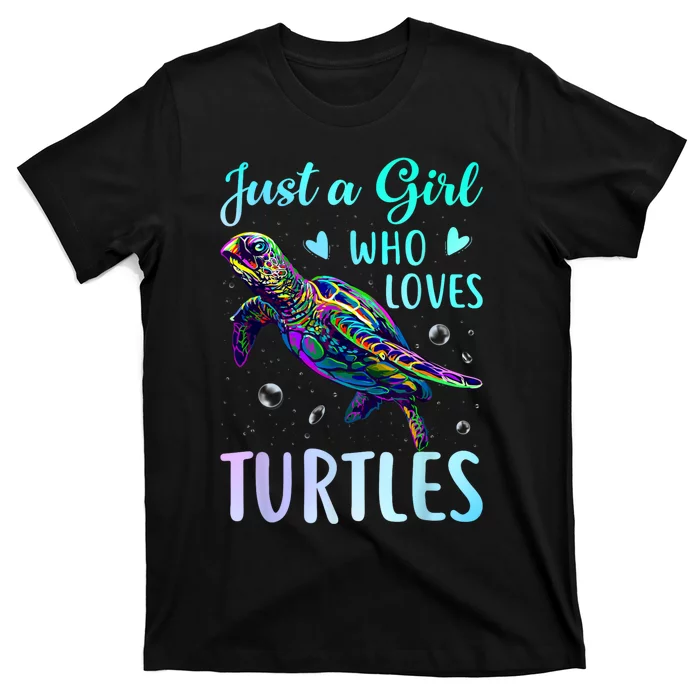 Just A Girl Who Loves Turtles Pastel Watercolor Turtle Gift T-Shirt