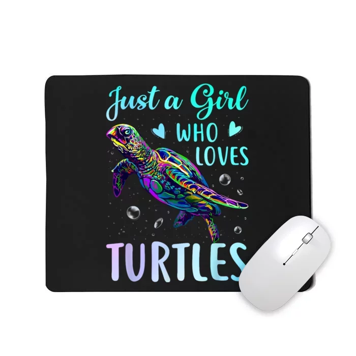 Just A Girl Who Loves Turtles Pastel Watercolor Turtle Gift Mousepad