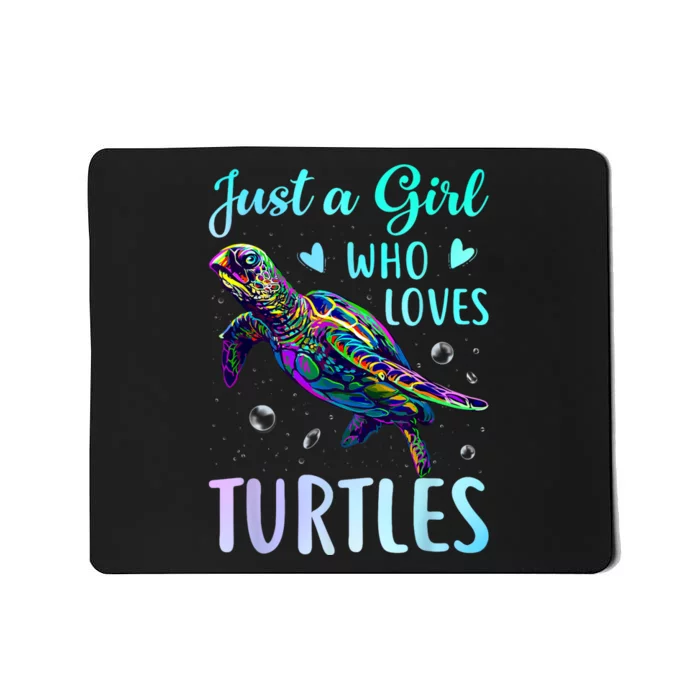 Just A Girl Who Loves Turtles Pastel Watercolor Turtle Gift Mousepad