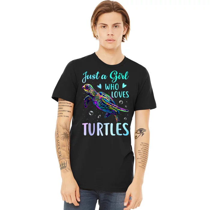 Just A Girl Who Loves Turtles Pastel Watercolor Turtle Gift Premium T-Shirt