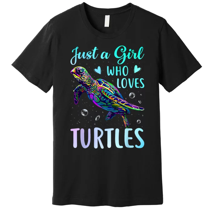 Just A Girl Who Loves Turtles Pastel Watercolor Turtle Gift Premium T-Shirt