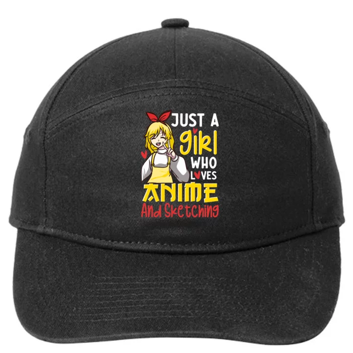 Just A Girl Who Loves Anime And Sketching Otaku Anime Merch 7-Panel Snapback Hat