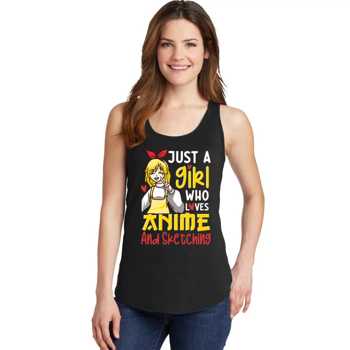 Just A Girl Who Loves Anime And Sketching Otaku Anime Merch Ladies Essential Tank