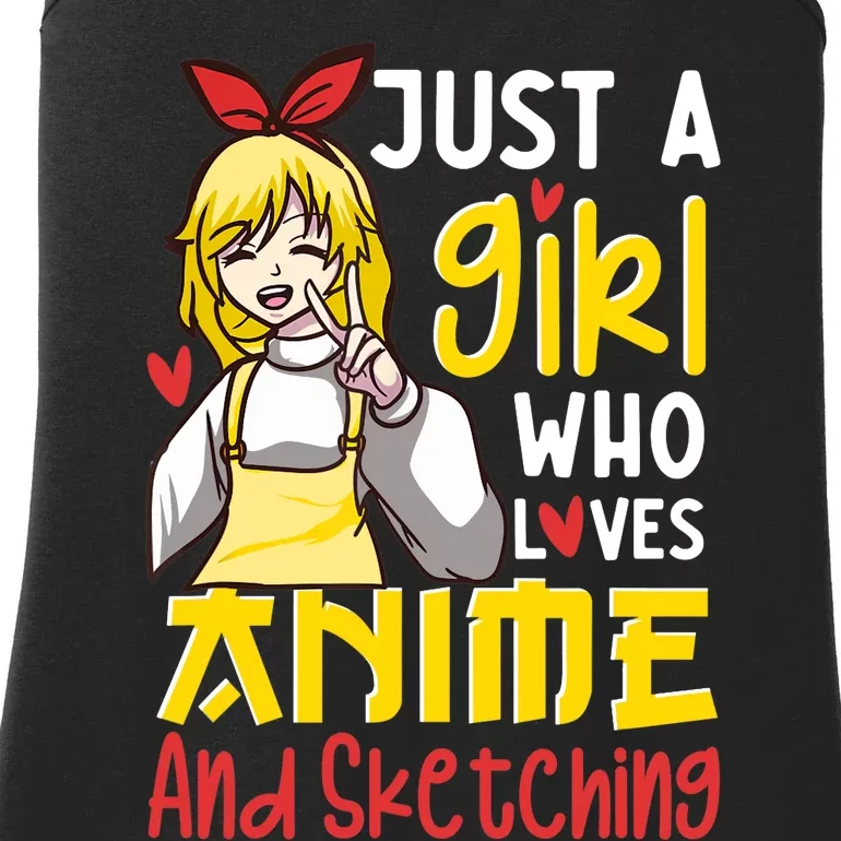 Just A Girl Who Loves Anime And Sketching Otaku Anime Merch Ladies Essential Tank