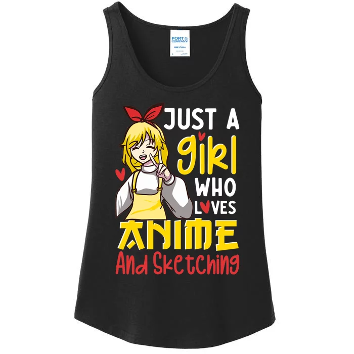 Just A Girl Who Loves Anime And Sketching Otaku Anime Merch Ladies Essential Tank