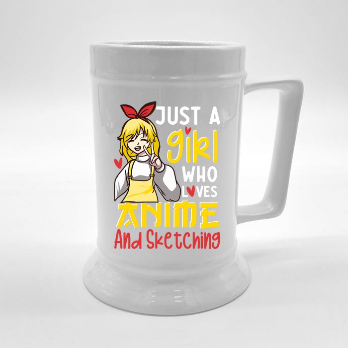 Just A Girl Who Loves Anime And Sketching Otaku Anime Merch Front & Back Beer Stein