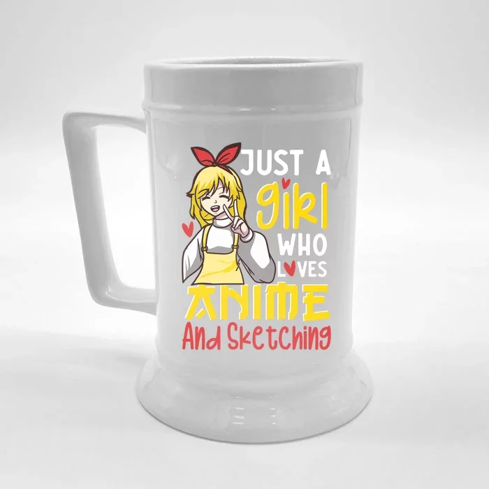 Just A Girl Who Loves Anime And Sketching Otaku Anime Merch Front & Back Beer Stein