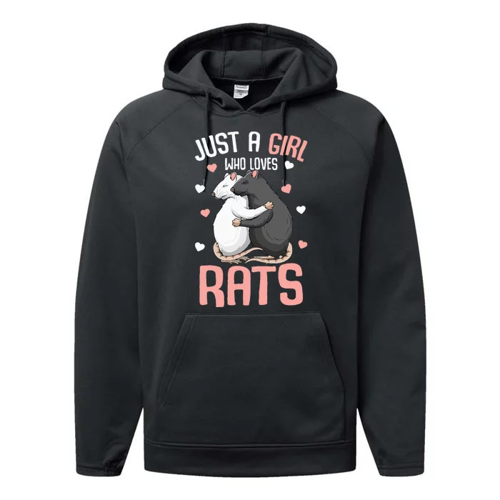 Just A Girl Who Loves Rats Kids Women Rat Lover Performance Fleece Hoodie