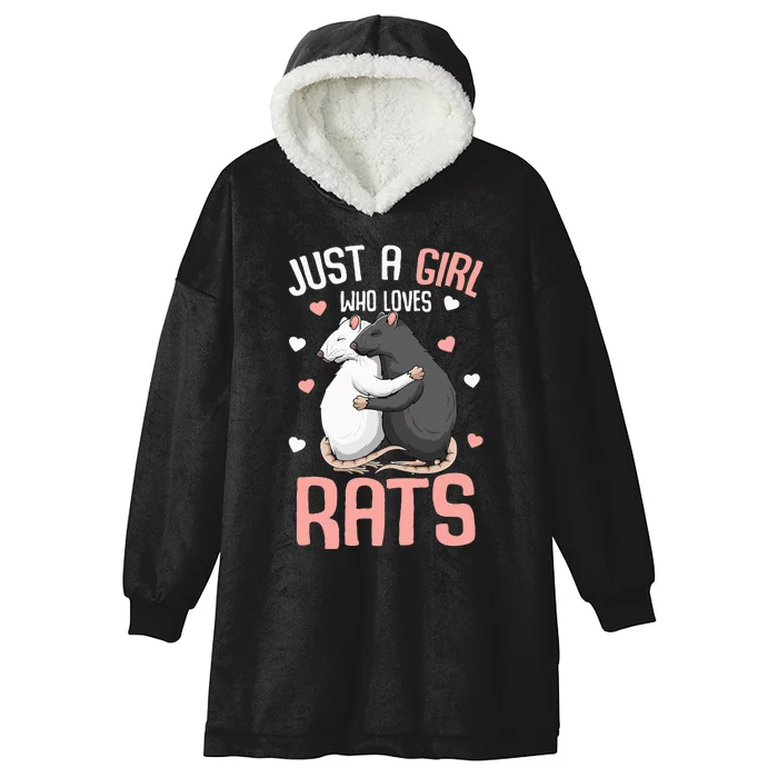 Just A Girl Who Loves Rats Kids Women Rat Lover Hooded Wearable Blanket