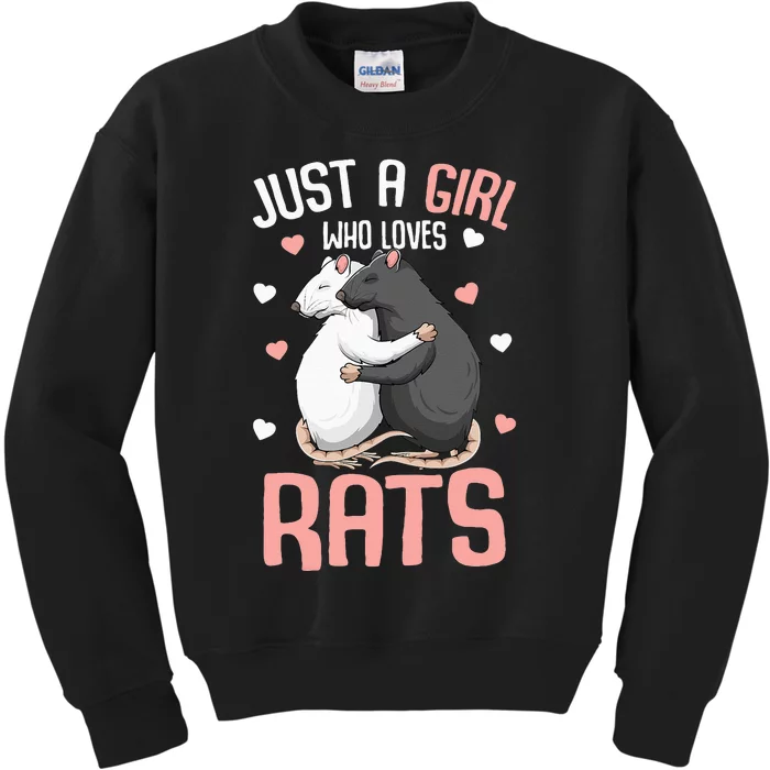 Just A Girl Who Loves Rats Kids Women Rat Lover Kids Sweatshirt