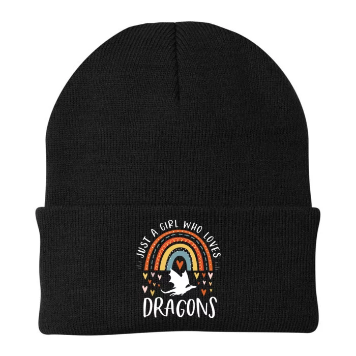 Just A Girl Who Loves Dragons Rainbow Gifts For Dragon Lover Knit Cap Winter Beanie