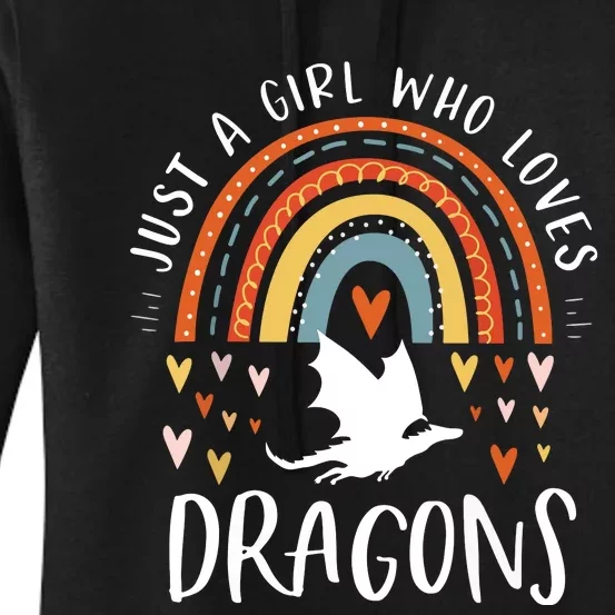 Just A Girl Who Loves Dragons Rainbow Gifts For Dragon Lover Women's Pullover Hoodie