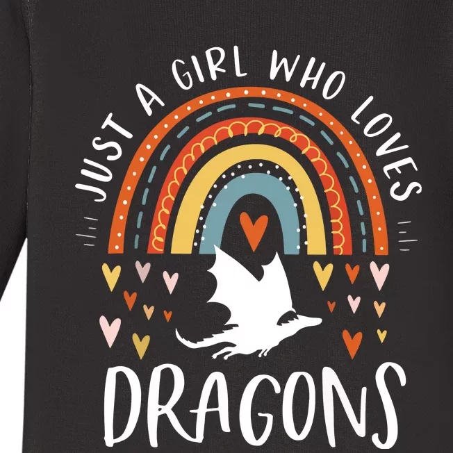 Just A Girl Who Loves Dragons Rainbow Gifts For Dragon Lover Baby Long Sleeve Bodysuit