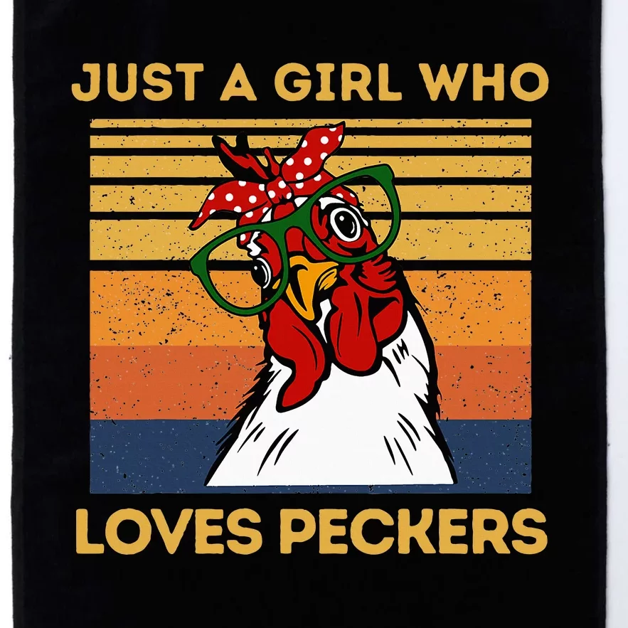 Just A Girl Who Loves Peckers Funny Chicken Owners Platinum Collection Golf Towel