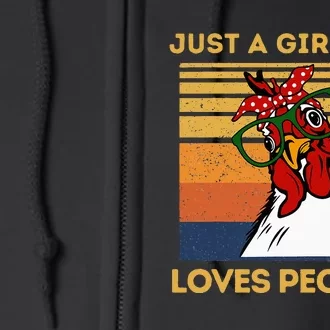 Just A Girl Who Loves Peckers Funny Chicken Owners Full Zip Hoodie