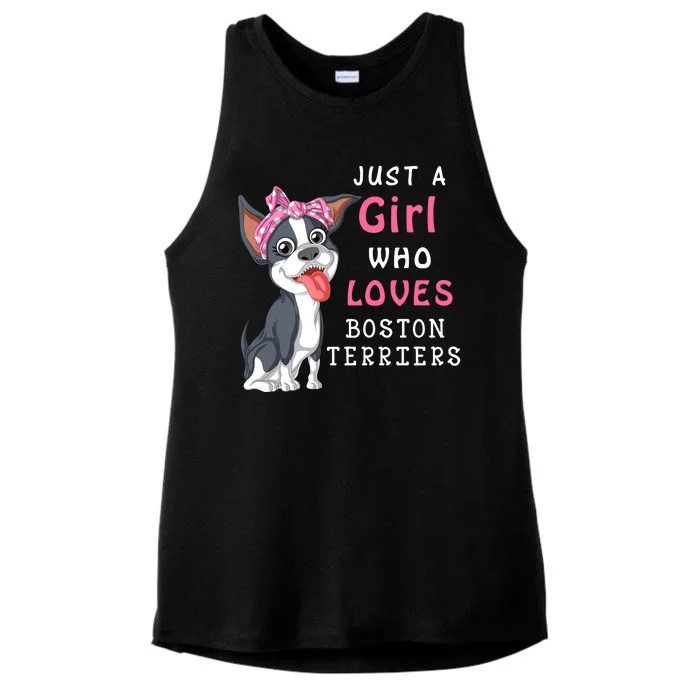 Just A Girl Who Loves Boston Terriers Ladies Tri-Blend Wicking Tank