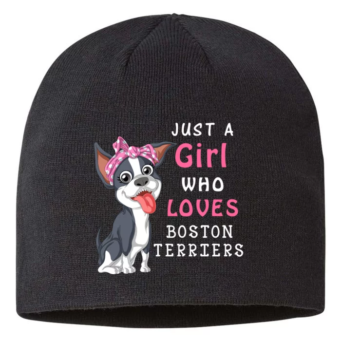 Just A Girl Who Loves Boston Terriers 8 1/2in Sustainable Knit Beanie