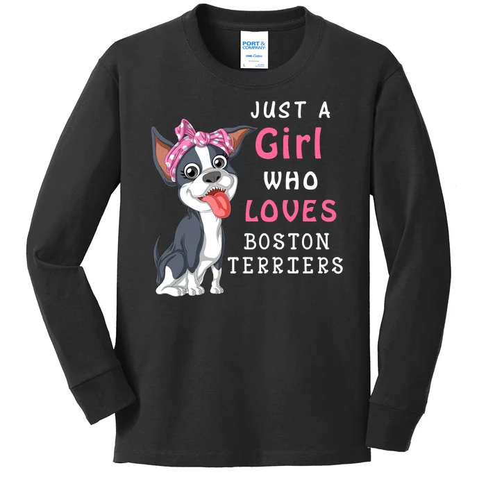 Just A Girl Who Loves Boston Terriers Kids Long Sleeve Shirt