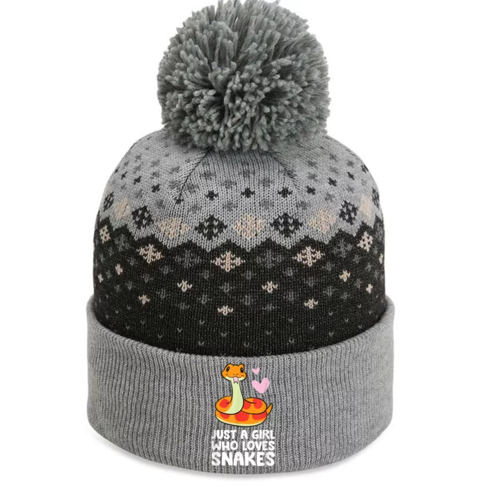 Just A Girl Who Loves Snakes Cute Snake The Baniff Cuffed Pom Beanie