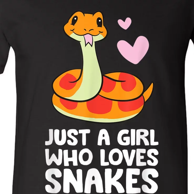 Just A Girl Who Loves Snakes Cute Snake V-Neck T-Shirt