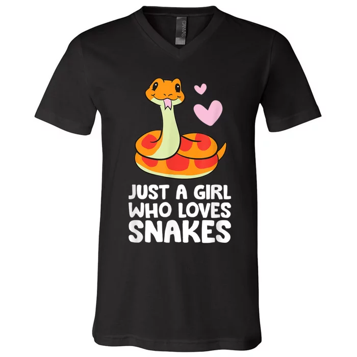 Just A Girl Who Loves Snakes Cute Snake V-Neck T-Shirt