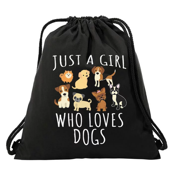 Just a girl who loves Dogs Funny Puppy Drawstring Bag