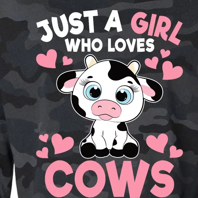 Just A Girl Who Loves Cows Cute Cow Print Girl Cropped Pullover Crew