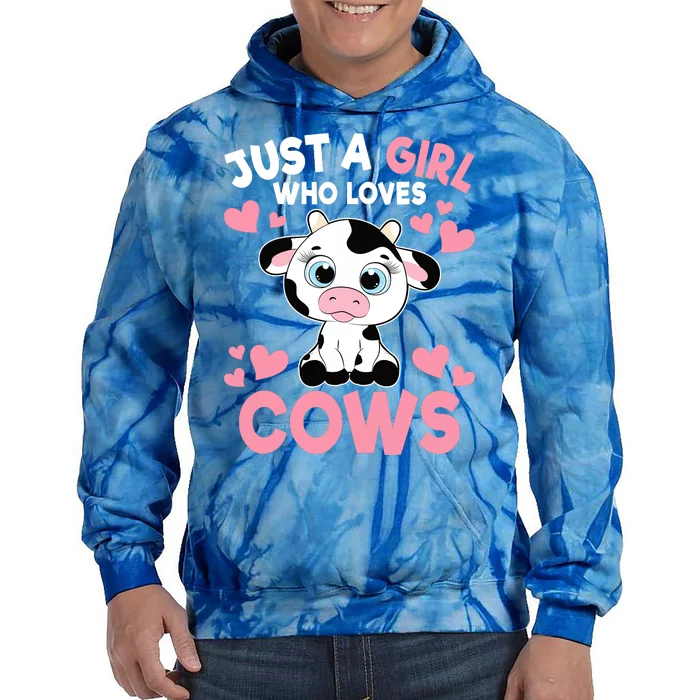 Just A Girl Who Loves Cows Cute Cow Print Girl Tie Dye Hoodie