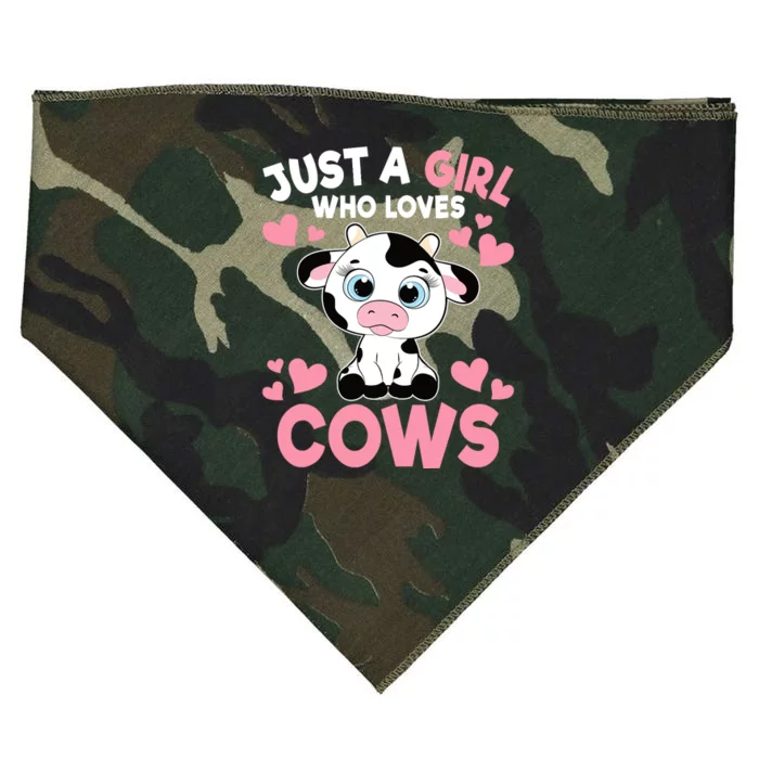 Just A Girl Who Loves Cows Cute Cow Print Girl USA-Made Doggie Bandana