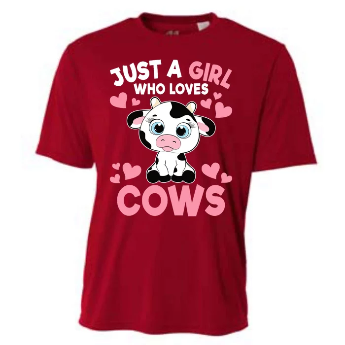 Just A Girl Who Loves Cows Cute Cow Print Girl Cooling Performance Crew T-Shirt