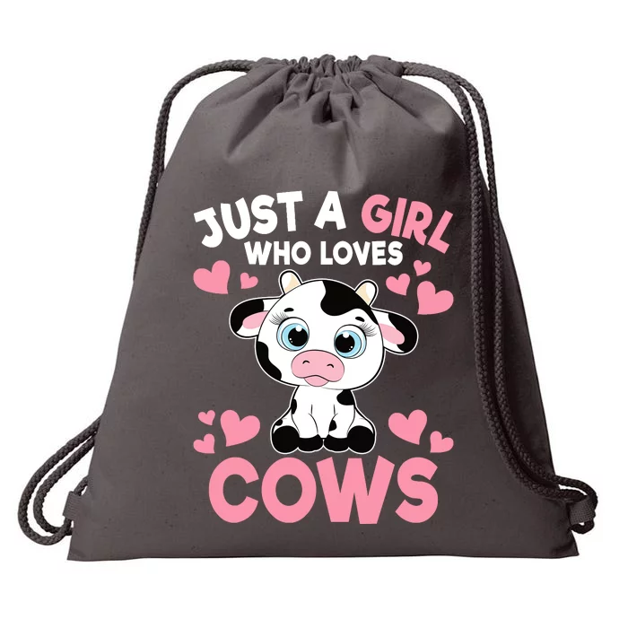 Just A Girl Who Loves Cows Cute Cow Print Girl Drawstring Bag