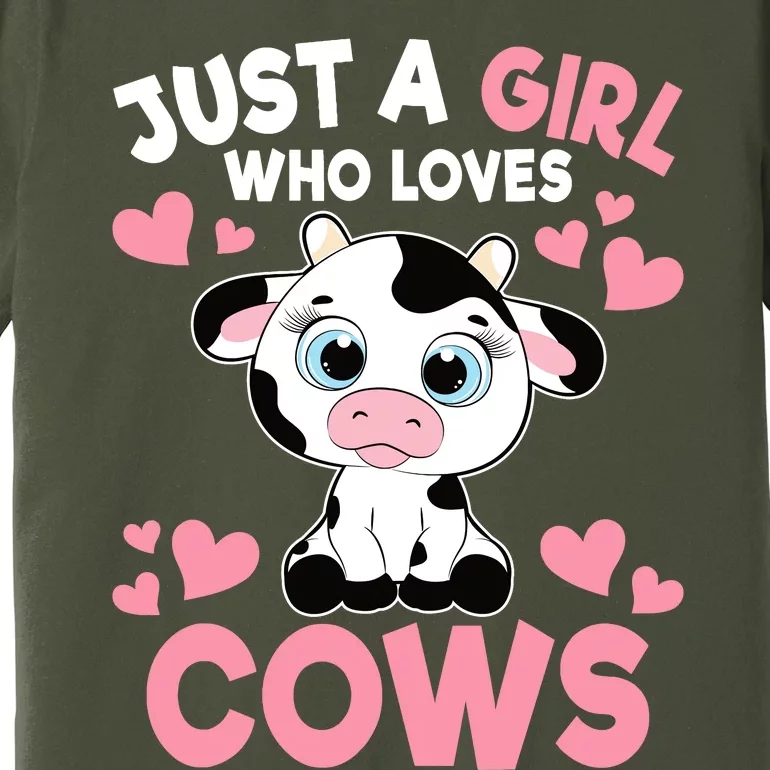 Just A Girl Who Loves Cows Cute Cow Print Girl Premium T-Shirt