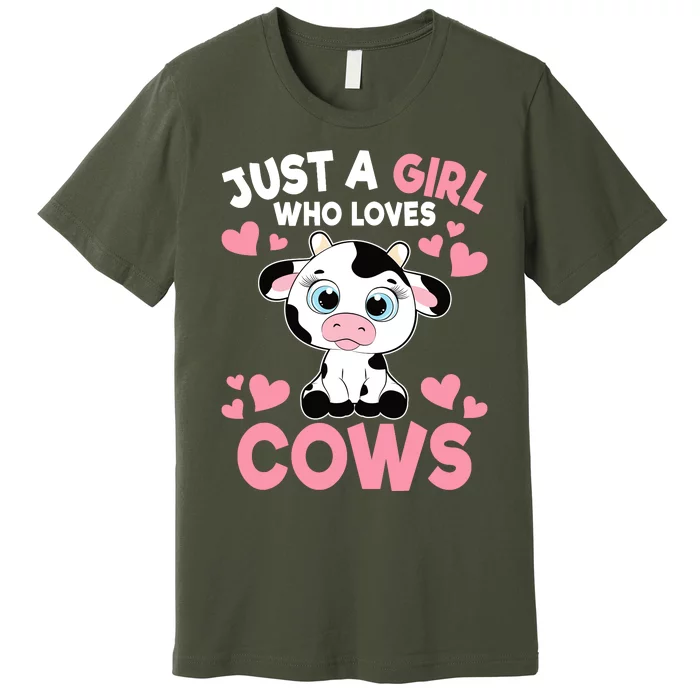 Just A Girl Who Loves Cows Cute Cow Print Girl Premium T-Shirt