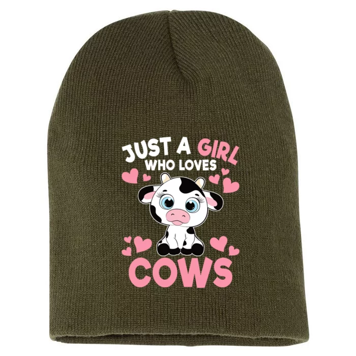 Just A Girl Who Loves Cows Cute Cow Print Girl Short Acrylic Beanie