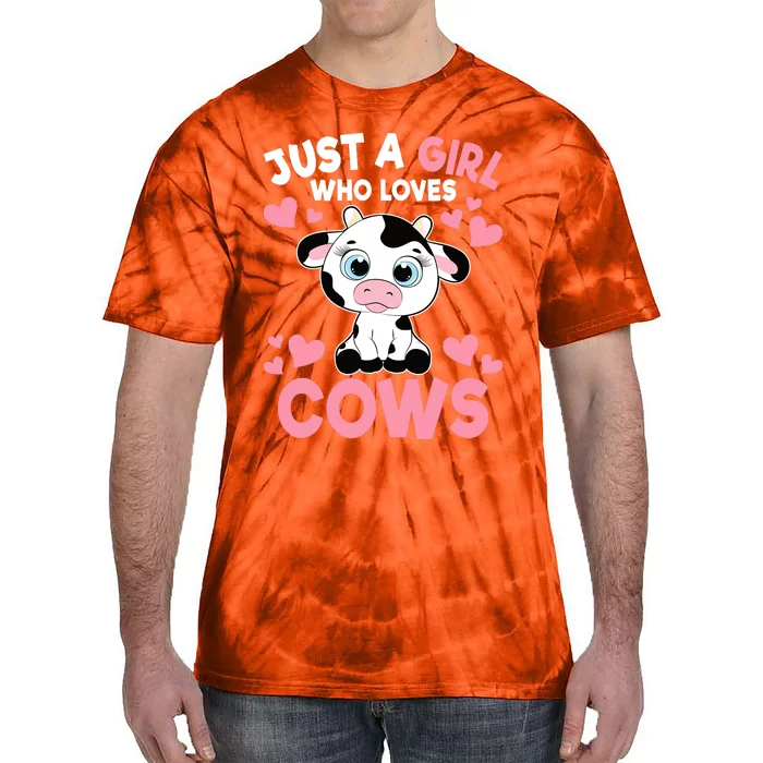 Just A Girl Who Loves Cows Cute Cow Print Girl Tie-Dye T-Shirt