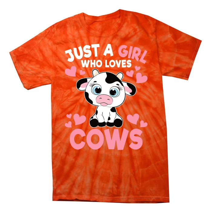 Just A Girl Who Loves Cows Cute Cow Print Girl Tie-Dye T-Shirt