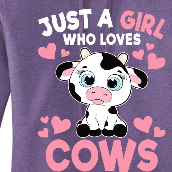 Just A Girl Who Loves Cows Cute Cow Print Girl Women's Pullover Hoodie