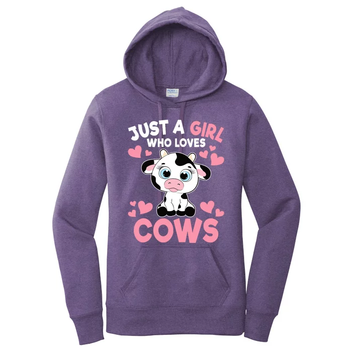 Just A Girl Who Loves Cows Cute Cow Print Girl Women's Pullover Hoodie