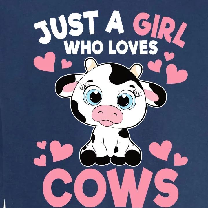 Just A Girl Who Loves Cows Cute Cow Print Girl Garment-Dyed Sweatshirt