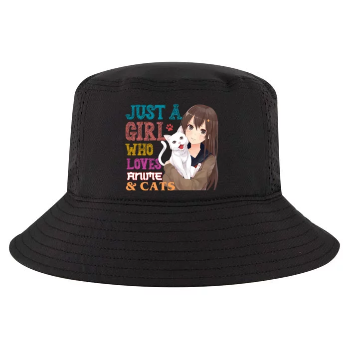 Just A Girl Who Loves Anime And Cats Cool Comfort Performance Bucket Hat