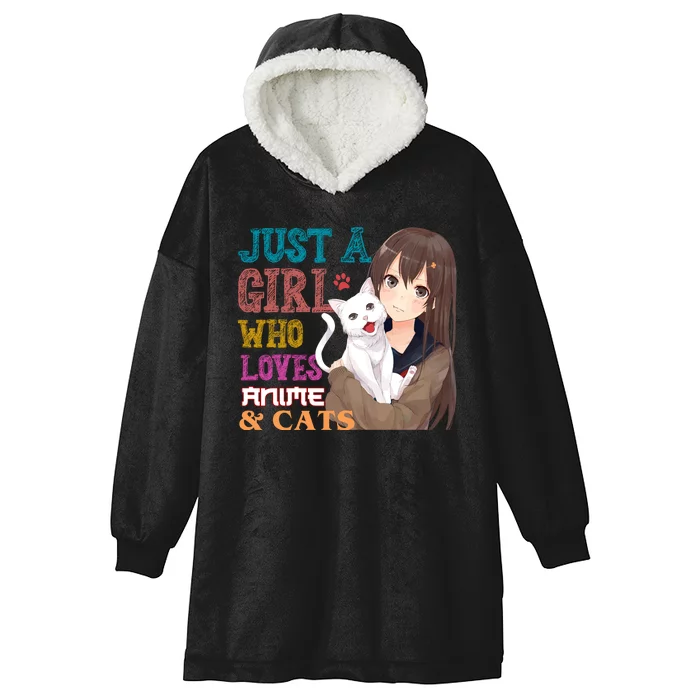 Just A Girl Who Loves Anime And Cats Hooded Wearable Blanket