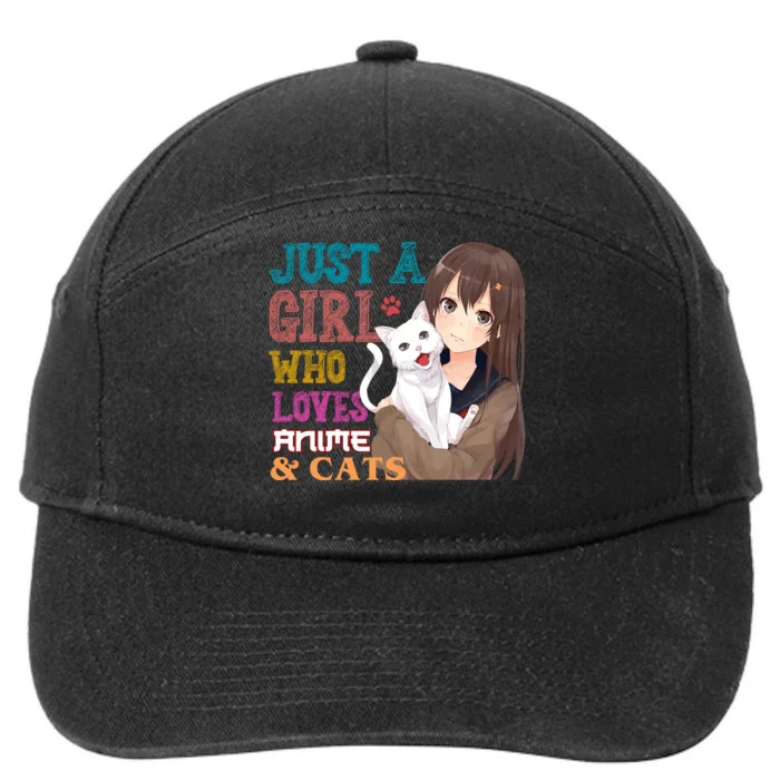 Just A Girl Who Loves Anime And Cats 7-Panel Snapback Hat